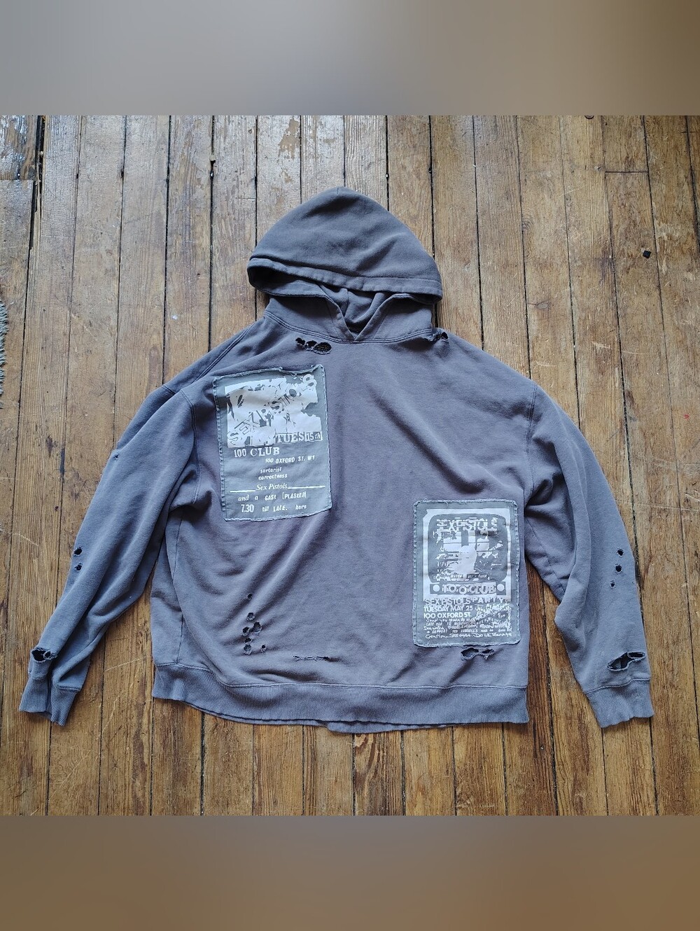 Sex Pistols Distressed Patched Graphic Hoodie Oversized Large/XL Baggy Punk - Picture 4 of 9